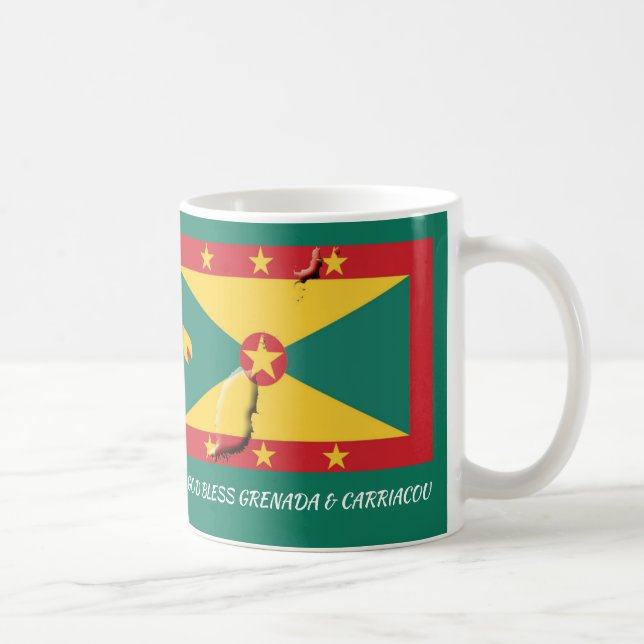 Taza De Café GRENADA FLAG | Escritura | GREEN patriótico (Derecha)