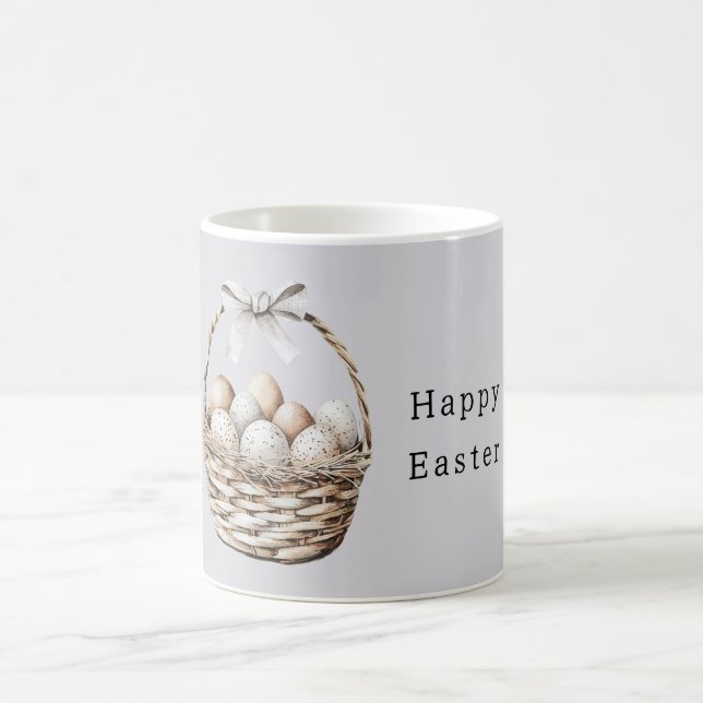 Taza De Café Grey Bow Easter Eggs Basket (Centro)
