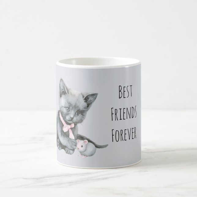 Taza De Café Grey Cat Mouse Best Friends Forever (Centro)
