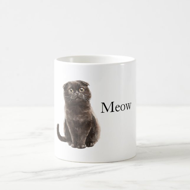 Taza De Café Grey Meow Cat (Centro)