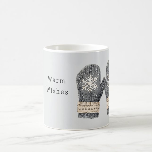 Taza De Café Grey Mittens Warm Wishes (Centro)