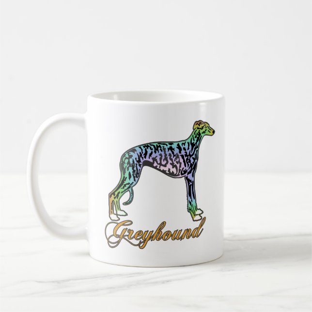 Taza De Café Greyhound Colorful Brindle Mug (Izquierda)