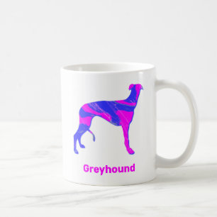 Taza De Café Greyhound Lurcher Dog Cute Silueta Rosa White
