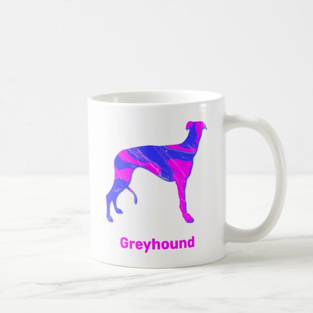 Taza De Café Greyhound Lurcher Dog Cute Silueta Rosa White (Derecha)