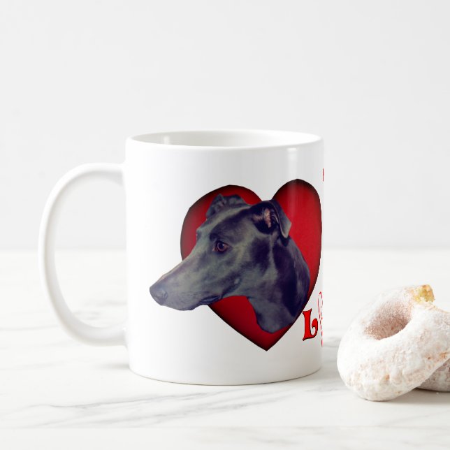 Taza De Café Greyhound Red Heart Love Personalizado (Con donut)