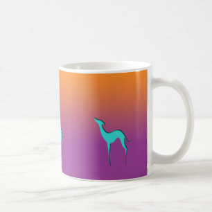 Taza De Café Greyhound Whippet dog azul naranja púrpura oscuro