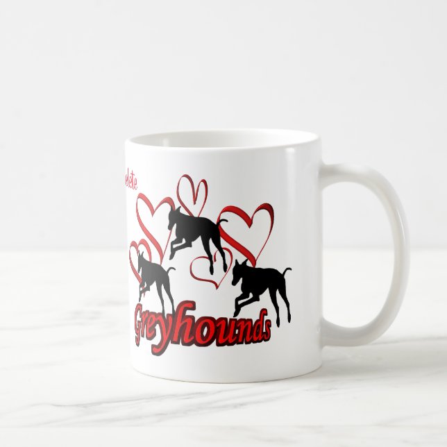 Taza De Café Greyhounds Hearts Dog Lover Personalizado (Derecha)