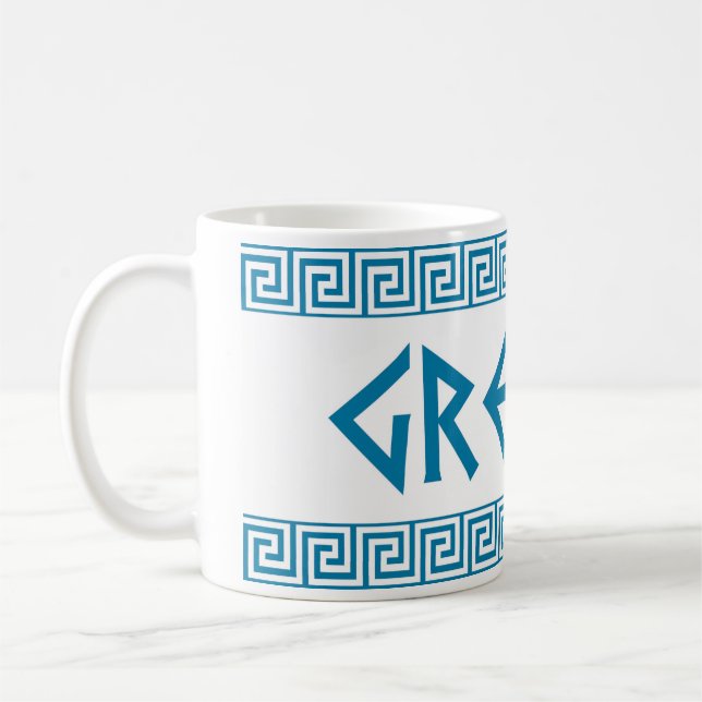 Taza De Café Griego del texto del nombre del símbolo del país (Izquierda)