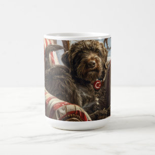 Taza De Café Grifón de caza de pelo duro navideño festivo