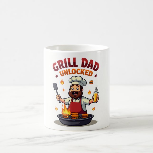 Taza De Café Grill Dad Unlocked - Funny BBQ Chef Dad Design" (Centro)