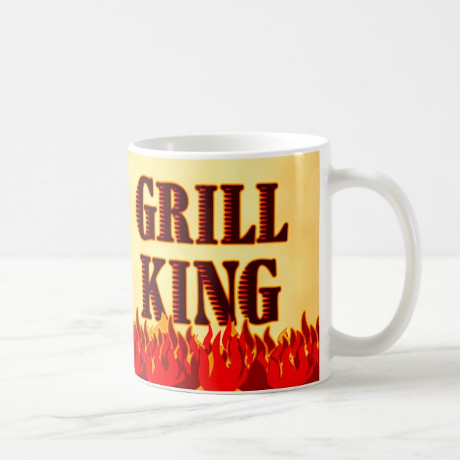 Taza De Café Grill King Red Flama BBQ diciendo Mug (Derecha)