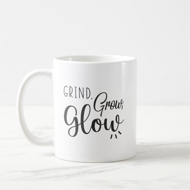 Taza De Café Grind, Grow, Glow, Gym, Hustle, Success Motivation (Izquierda)