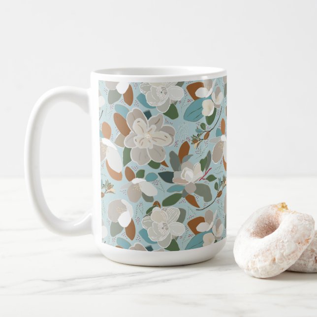 Taza De Café Gris azul de invierno de Florals (Con donut)