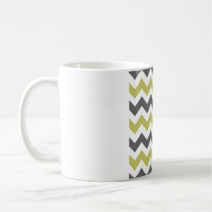 Taza De Café Gris carbón y limón Chevron – Zigzag blanco crujie