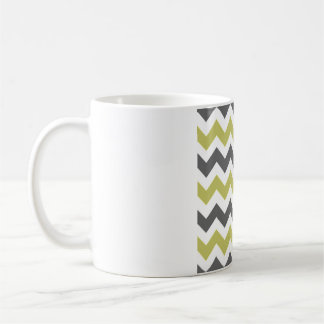 Taza De Café Gris carbón y limón Chevron – Zigzag blanco crujie