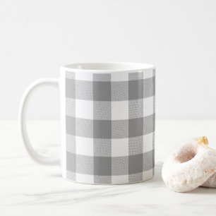 Taza De Café Gris Casa de Campo Cuadro de Búfalo a Cuadros Rúst
