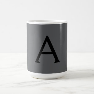 Taza De Café Gris Clásico Monograma simple Añadir nombre inicia