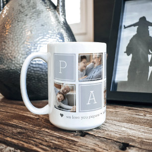 Taza De Café Gris   Collage del bloque de fotos del personaliza