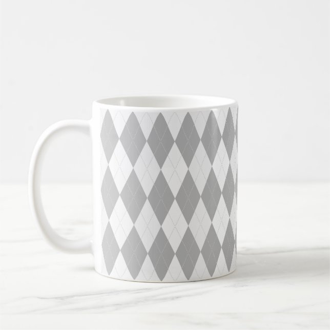 Taza De Café Gris cromado Argyle gris claro Forma de Diamante p (Izquierda)