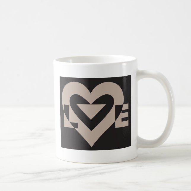 Taza De Café Gris de amor sobre negro (Derecha)
