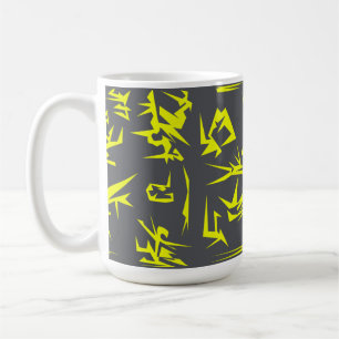 Taza De Café Gris De Carbón Y Amarillo Resumen Art Funky