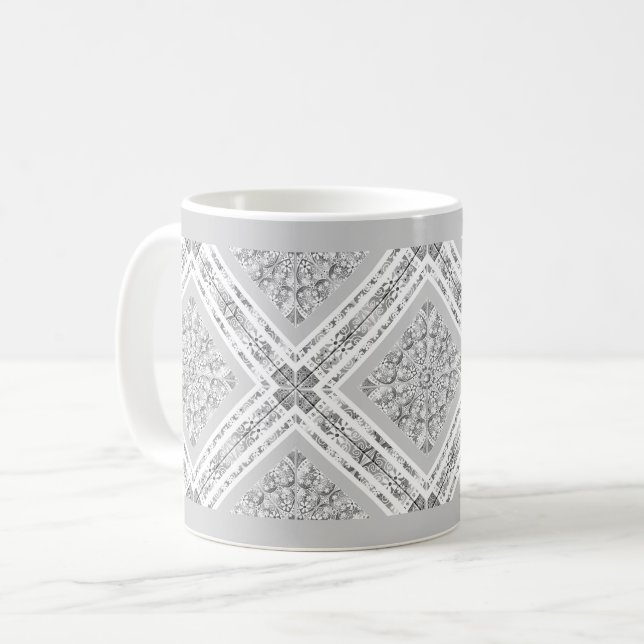 Taza De Café Gris de encaje cerámico (Anverso izquierdo)
