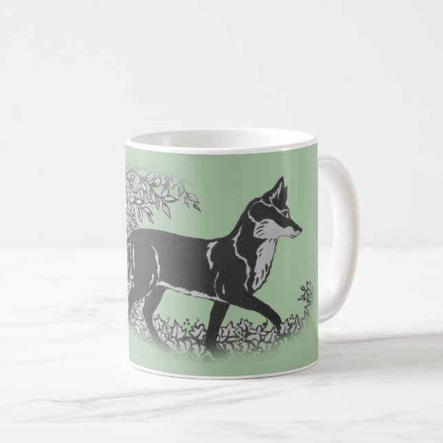 Taza De Café Gris de Fox de Woodland, animal rústico de cosecha (Anverso derecho)
