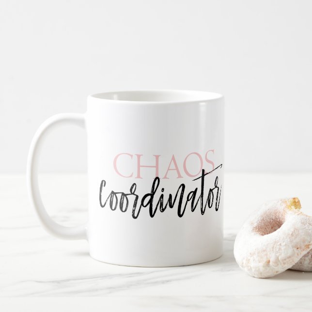 Taza De Café Gris del coordinador del caos: (Con donut)