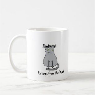 Taza De Café Gris del gato del zombi