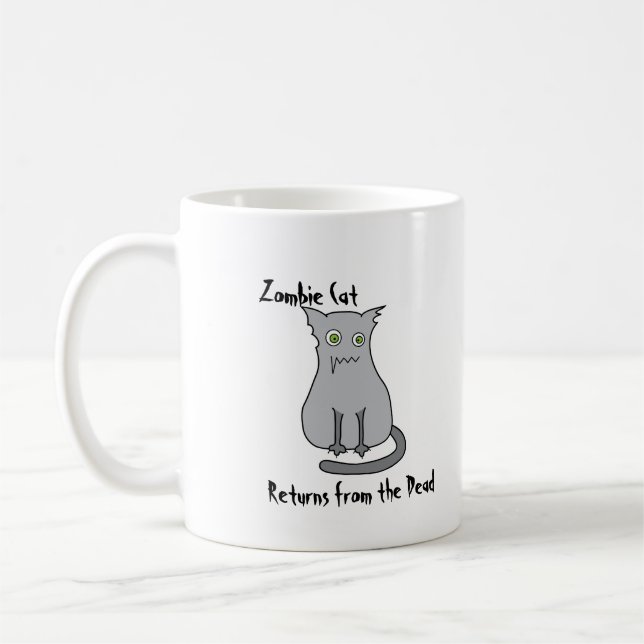 Taza De Café Gris del gato del zombi (Izquierda)