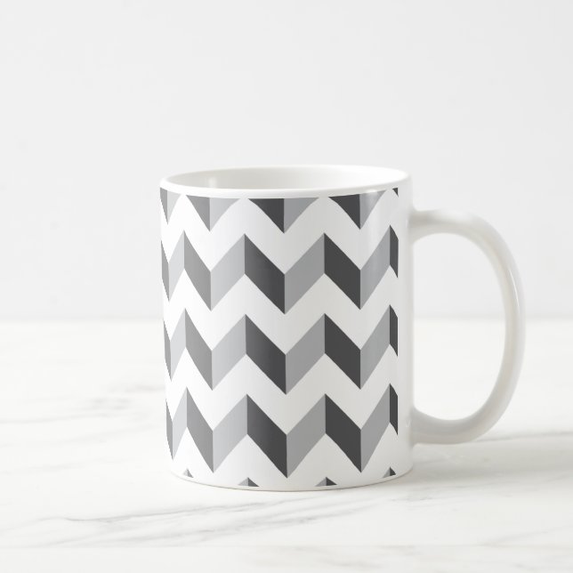 Taza De Café Gris del zigzag de Chevron (Derecha)