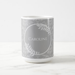 Taza De Café Gris Elegant Damask Personalizado Café Mug