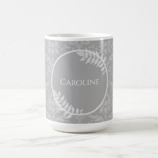 Taza De Café Gris Elegant Damask Personalizado Café Mug