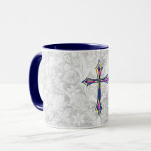 Taza de café gris estilo vintage Faith Cross