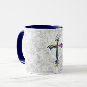 Taza de café gris estilo vintage Faith Cross