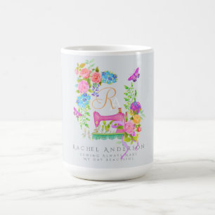 Taza De Café Gris monocromático de lazo de coser