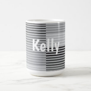Taza De Café Gris, Negro, Rayas Blancas
