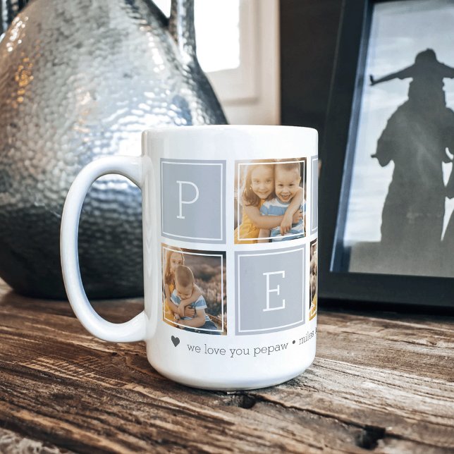 Taza De Café Gris | Personalizado Pepaw 5 Collage de bloques de (Subido por el creador)