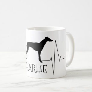 Taza De Café Gris personalizado Whippet Love Dog Heart Beat