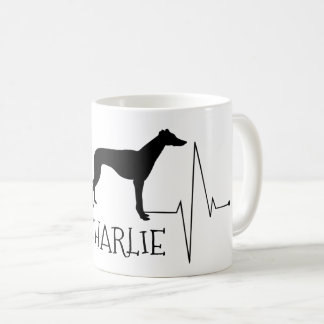 Taza De Café Gris personalizado Whippet Love Dog Heart Beat