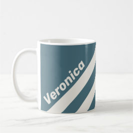Taza De Café Gris Pizarra Retro Tres Franjas con Nombre