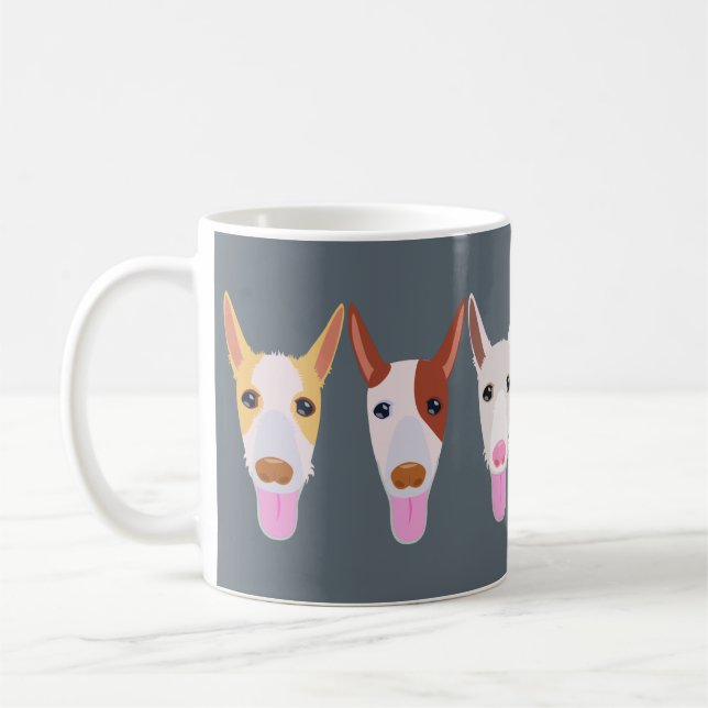 Taza De Café Gris Podenco Dog Personalizado Caras (Izquierda)