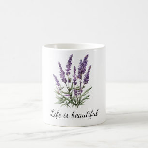 Taza De Café Gris Romántico Púrpura Lila Floral