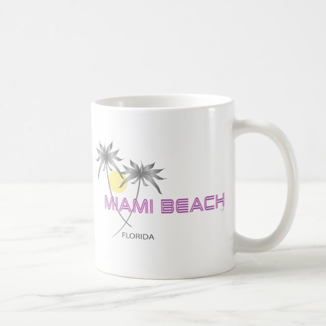 Taza De Café Gris rosa Miami Beach (Derecha)