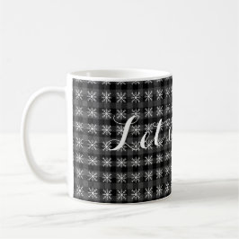 Taza De Café Gris rústico y cuadros negros - que nieve