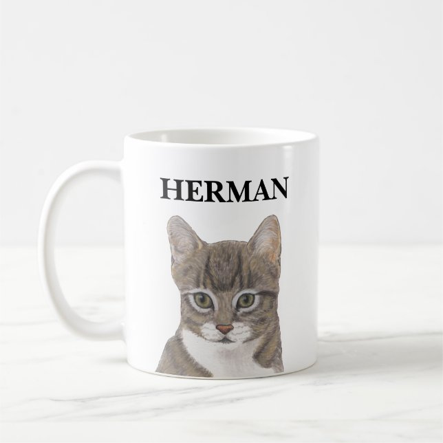Taza De Café Gris Tabby Cat personalizado (Izquierda)