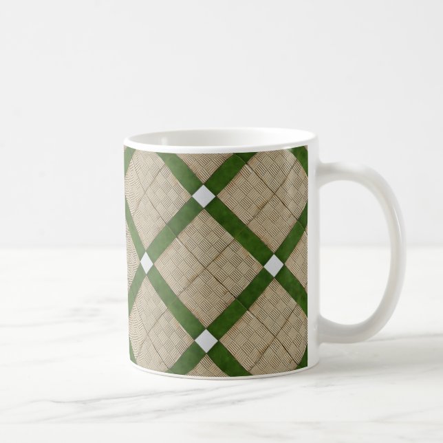 Taza De Café Gris verde diagonal de cerámica de las tejas (Derecha)