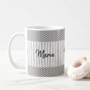 Taza De Café Gris White Strig Mug