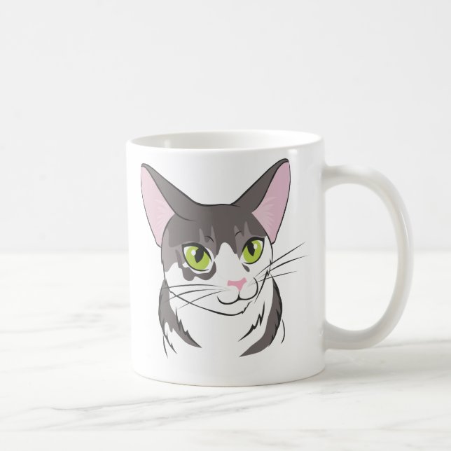 Taza De Café Gris y gato blanco (Derecha)