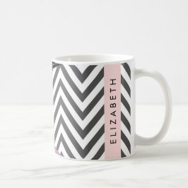 Taza De Café Gris Zigzag, Gris Chevron, Púrpura, Tu Nombre